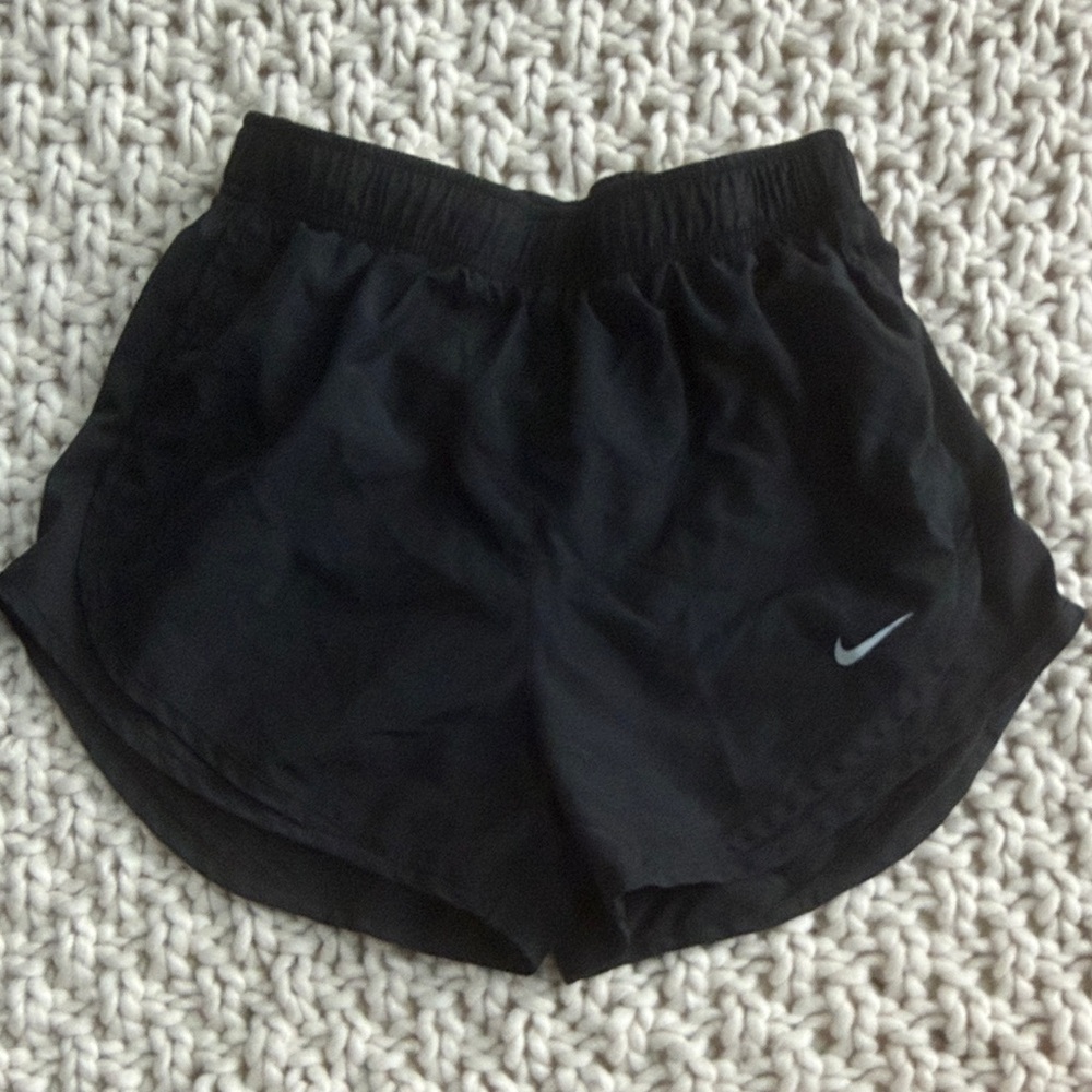 Nike Women’s Black Athletic Running Shorts with Silver Swoosh